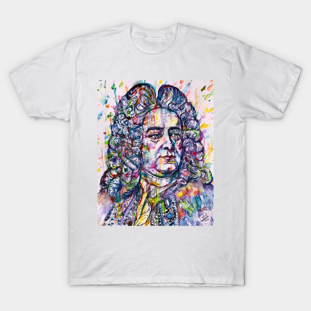 GEORGE FRIDERIC HANDEL watercolor and inks portrait T-Shirt by lautir